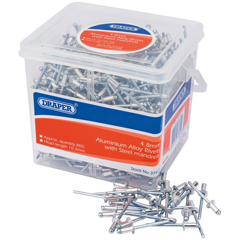 Draper 37659 Tub Of 800 (Approx) 4.8mm Diameter Blind Rivets