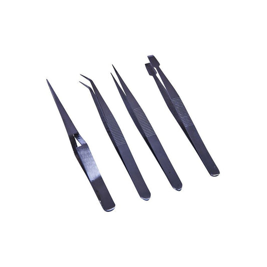 Amtech 4 Piece Precision Tweezer Set (Hobby/Craft/Model Making/Airfix/Jewellery - R0382