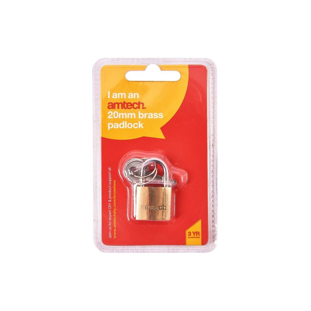 20mm Brass Padlock Suitcases Secure Bike Bag Garage Shed Outdoor Heavy Duty - T0800C