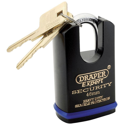 Draper Expert 46mm Heavy Duty Padlock And 2 Keys With Shrouded Shackle 64196