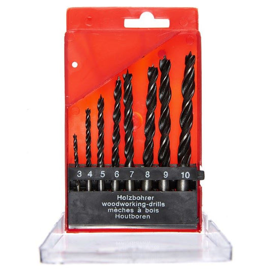 Amtech 8 Piece Wood Drill Bit Set In Case Professional Quality+Carbon Steel Tips