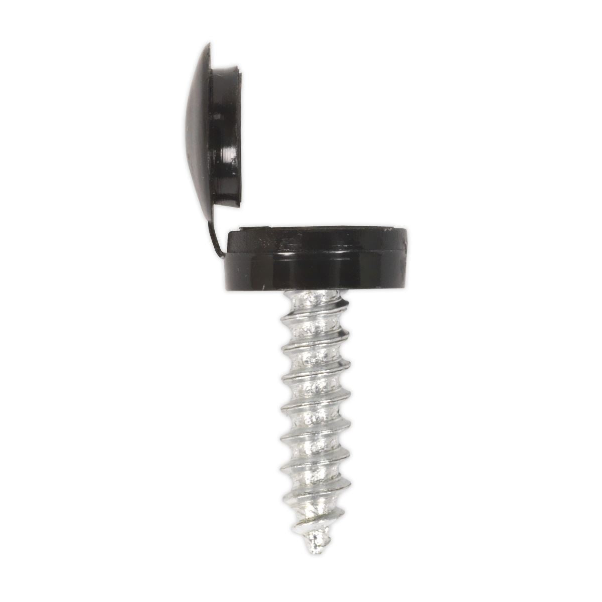 Sealey Numberplate Screw & Flip Cap 4.2 x 19mm Black Pack of 50 NPBK50