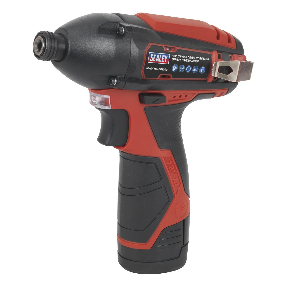 Sealey Cordless Impact Driver 1/4"Hex Dr 80Nm 12V Li-ion- Body Only CP1203