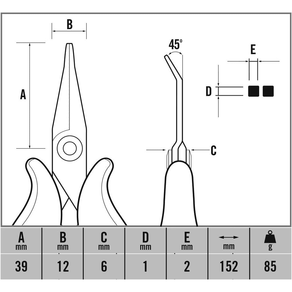 CK Tools Ecotronic ESD Snipe Nose Pliers (Bent) T3892