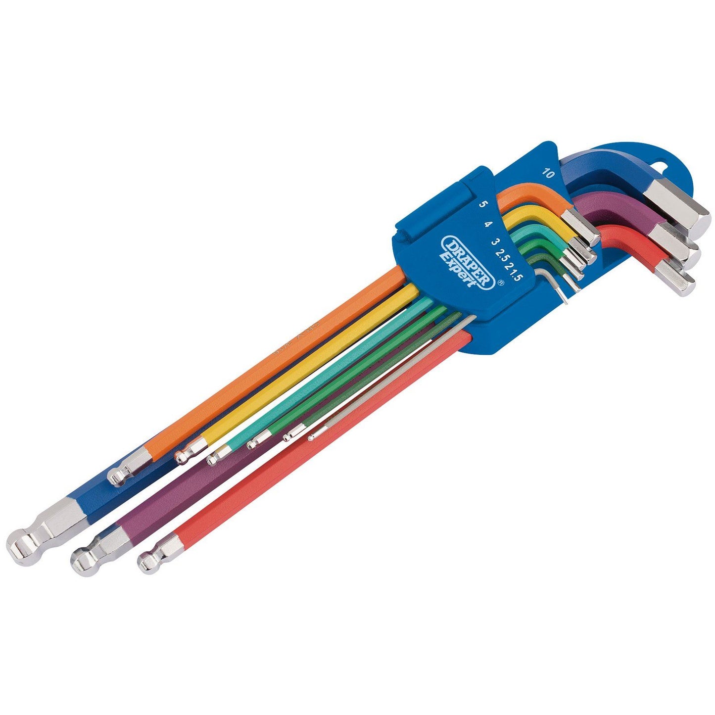 Draper 66134 9 Piece Multi Colour Long Ball End Hexagon Hex Key Set 1.5-10mm