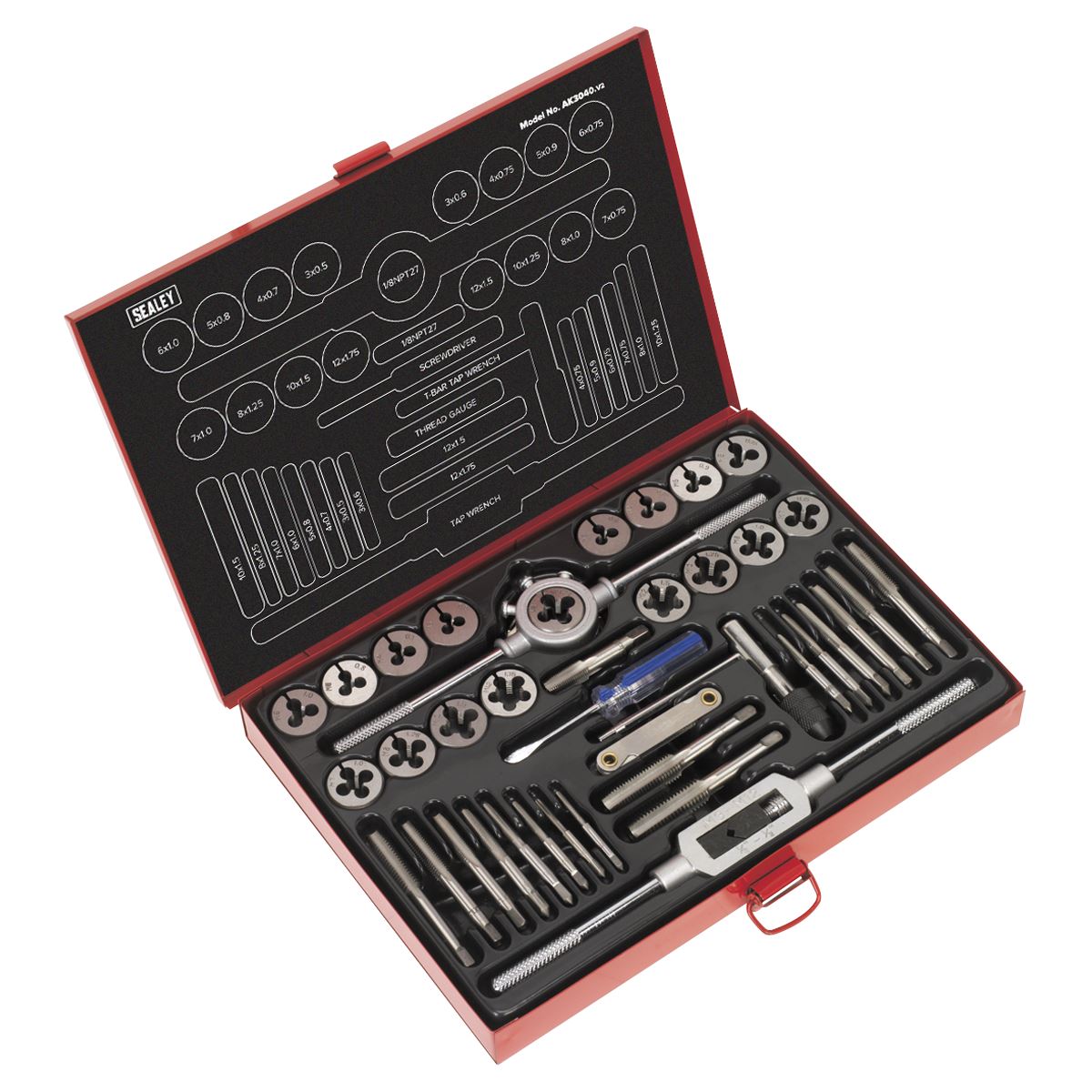 Sealey Tap & Die Set 40pc Split Dies Metric AK3040