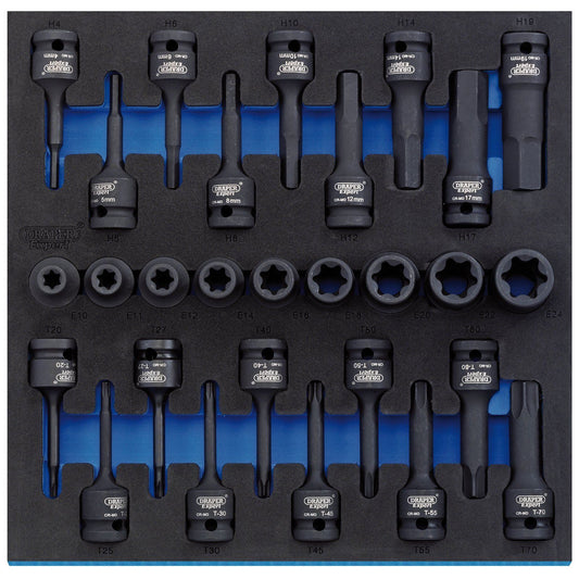 Draper 1/2 Square Dr Impact TX-STAR & Hex Socket Set in 1/2 Drawer EVA Insert - 63490