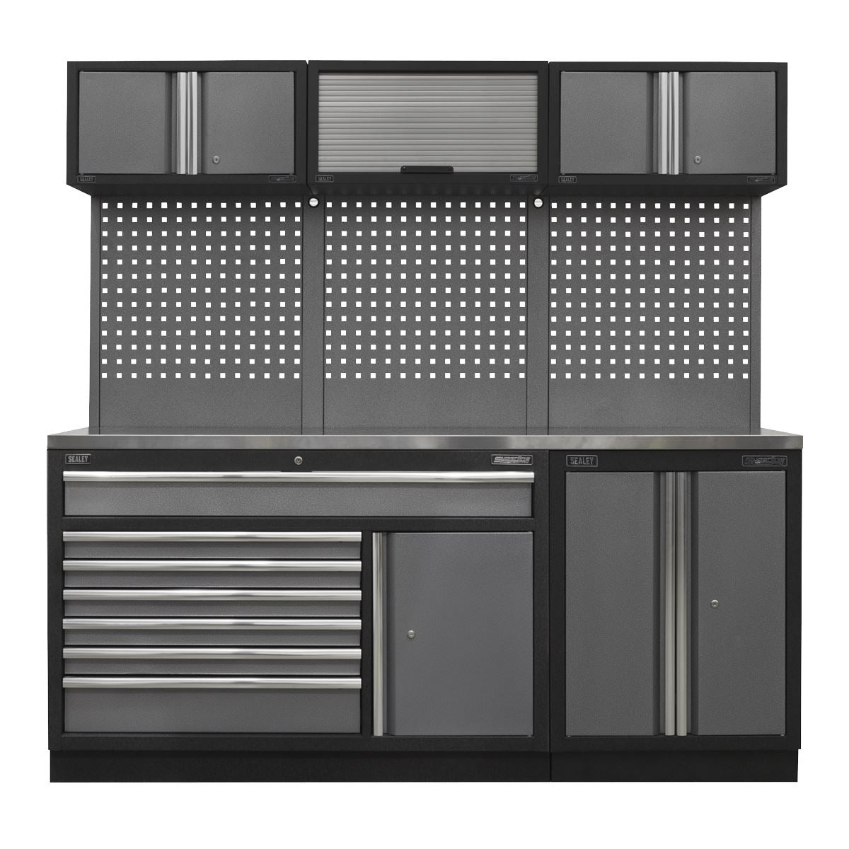 Sealey Superline Pro 2.04m Storage System - Stainless Steel Worktop - APMSSTACK11SS