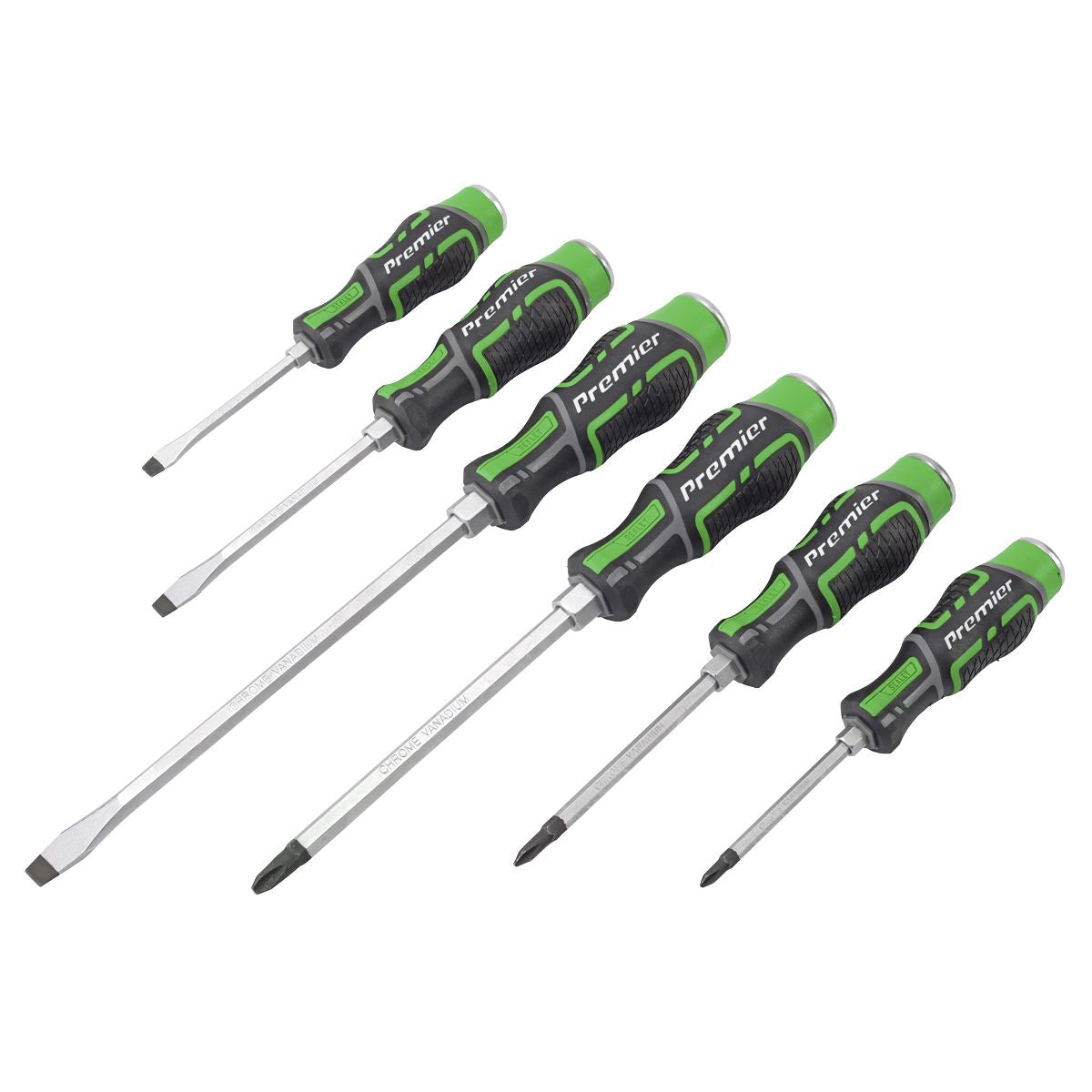 Sealey Hammer-Thru Screwdriver Set Hi-Vis Green 6pc AK4940HV