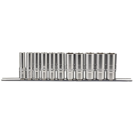 Draper 3/8" Square Drive Imperial Deep Socket Set on Metal Rail (11 Piece) - 16495