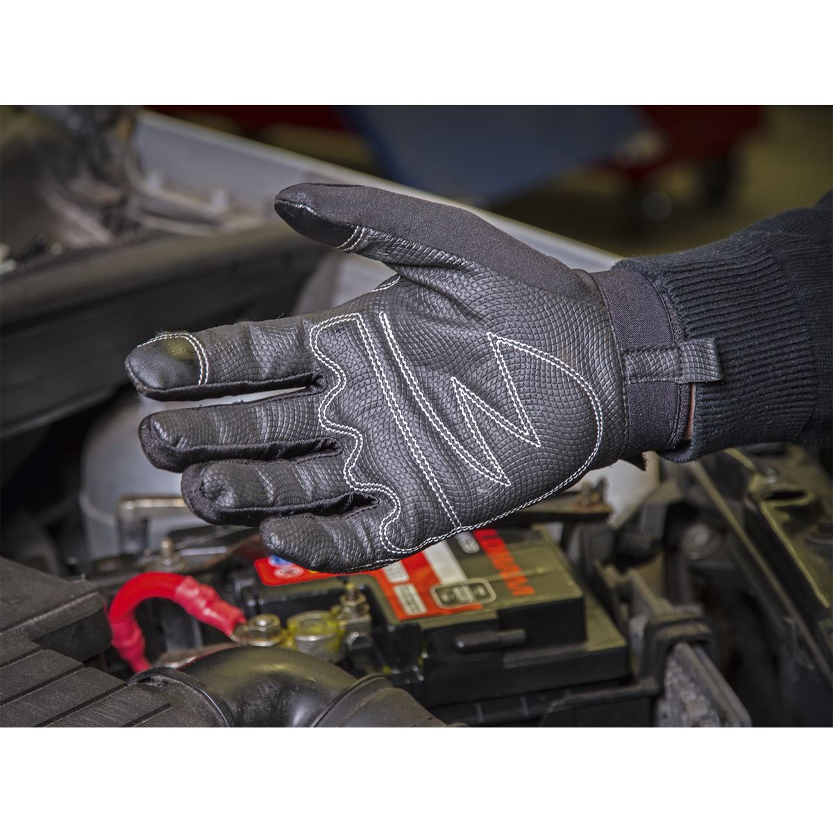 Sealey Mechanic's Gloves Light Palm Tactouch - Large MG798L