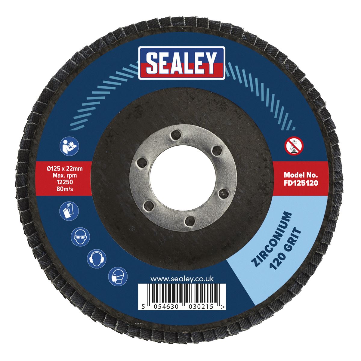 Sealey Flap Disc Zirconium 125mm 22mm Bore 120Grit FD125120