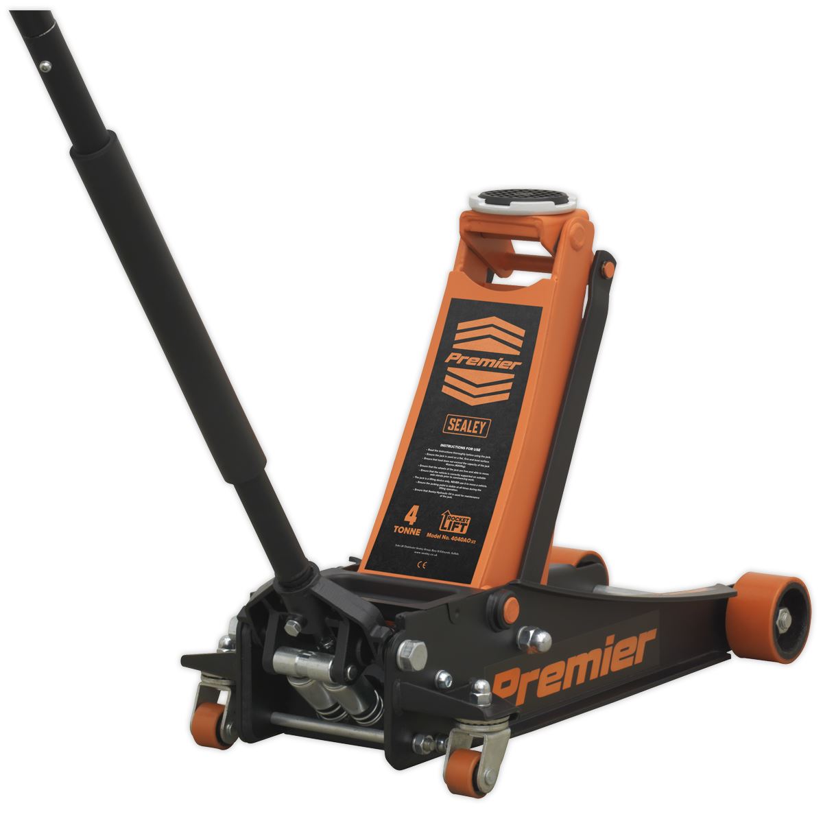 Sealey Trolley Jack 4 tonne Rocket Lift Orange 4040AO