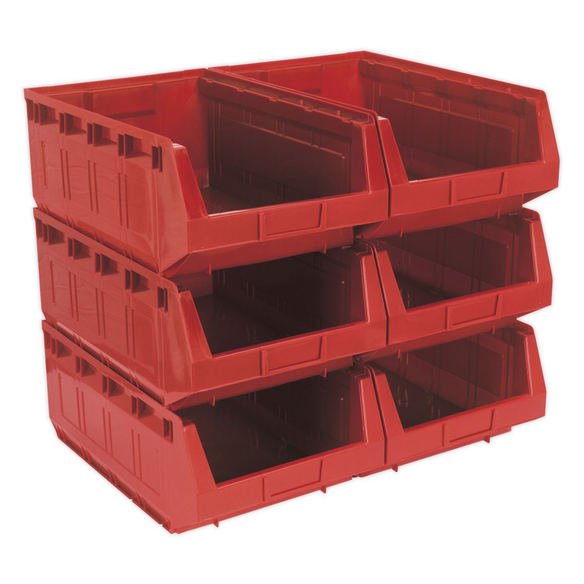 Sealey Plastic Storage Bin 310 x 500 x 190mm - Red Pack of 6 TPS56R