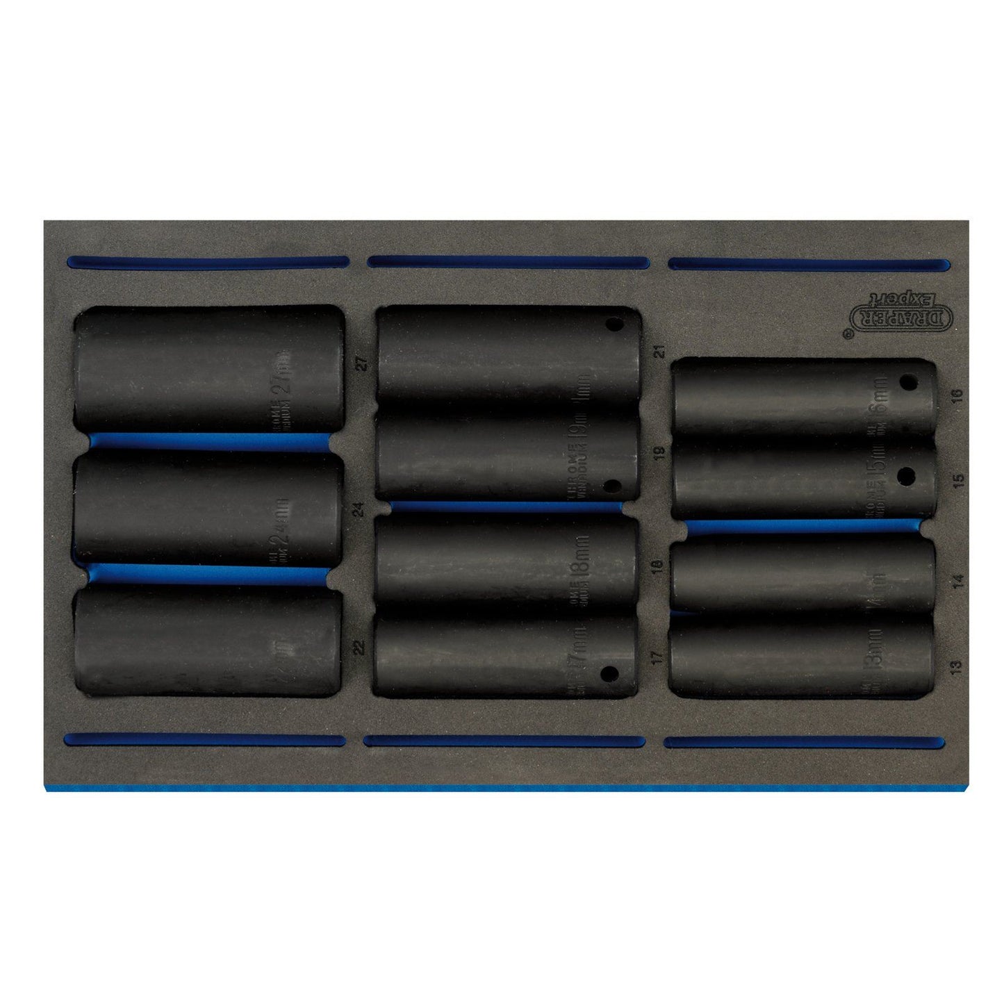 Draper 1/2" Sq. Dr. Impact Socket Set in 1/4 Drawer EVA Insert Tray (11 Piece) - 63483