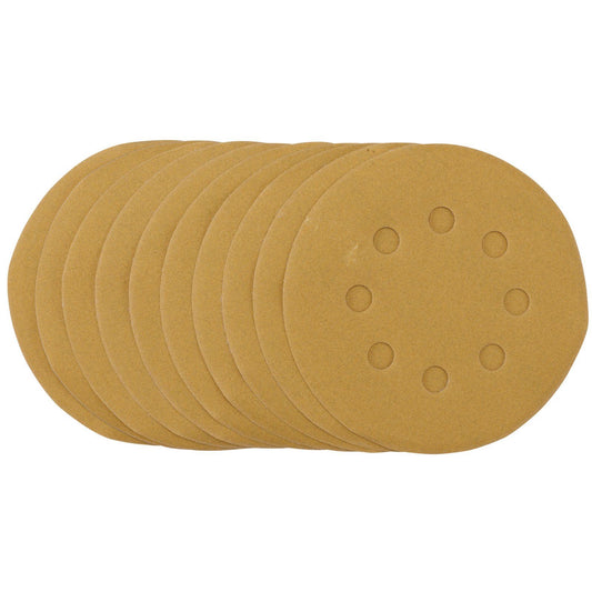 Draper Gold Sanding Discs with Hook & Loop, 125mm, 240 Grit (Pack of 10) - 58340