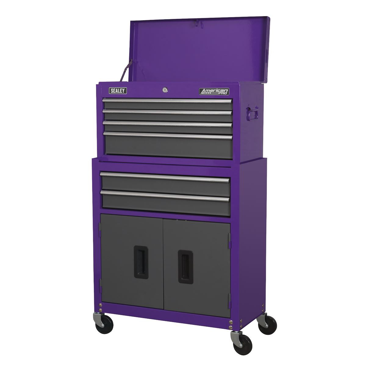 Sealey Topchest & Rollcab Combo 6 Drawer - Purple/Grey AP2200BBCP