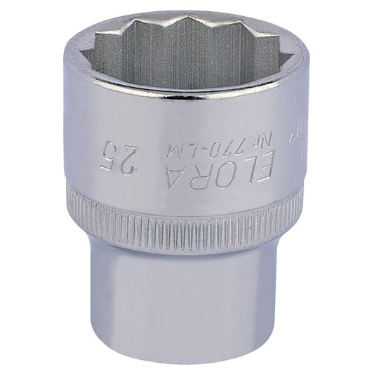 Elora 1x 25mm 1/2" Square Drive Bi-Hexagon Socket Professional Tool 24707