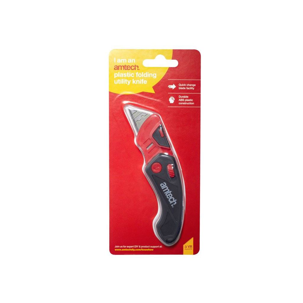 Amtech Folding Plastic Utility Knife - S0350