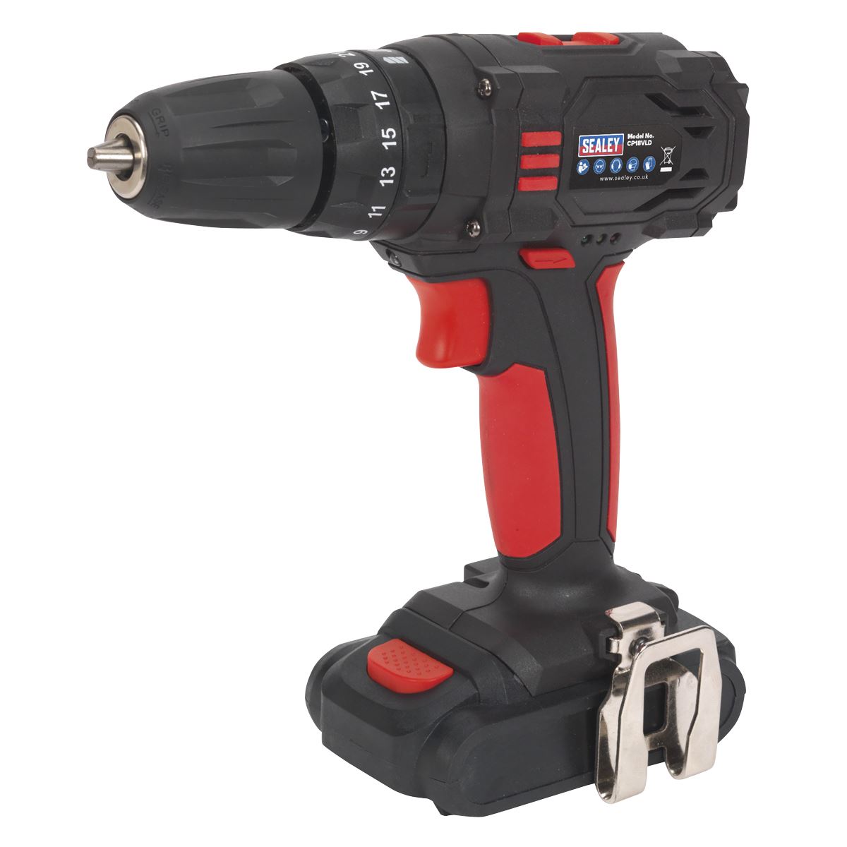 Sealey C/Less Hammer Drill/Driver 10mm 18V Li-ion 1.5Ah 2-Speed CP18VLD