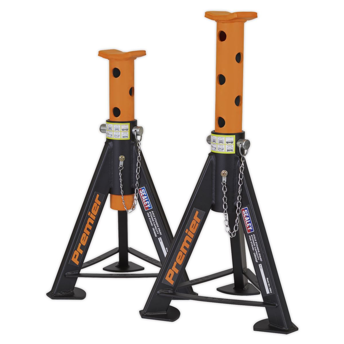 Sealey Axle Stands (Pair) 6 tonne Capacity per Stand - Orange AS6O