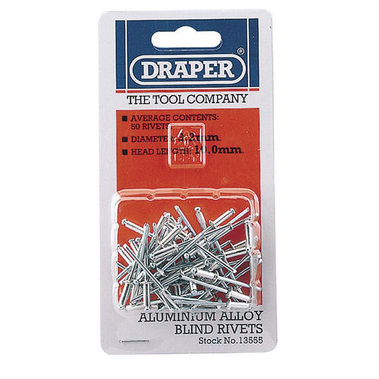 Draper 13555 Blind Rivets 3.2mm Dia x 10mm Long - Pack of 50