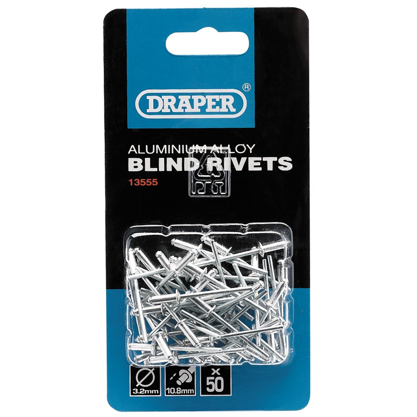 Draper 13555 Blind Rivets 3.2mm Dia x 10mm Long - Pack of 50