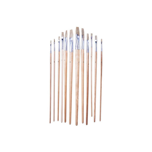 12 Piece Flat Tip Xl Artist Paint Brush Set Professional Quality Art/Craft/Hobby - S4145