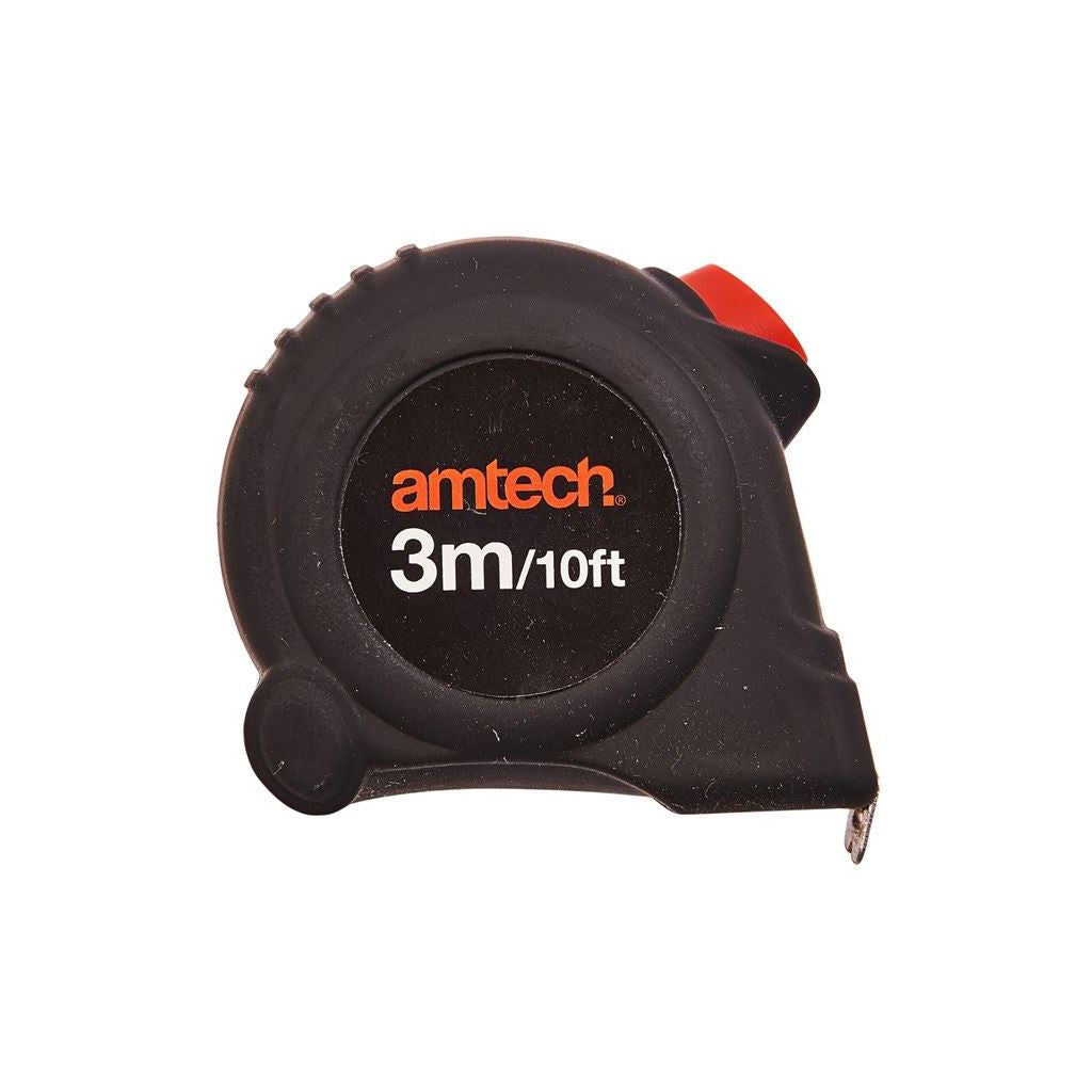 Amtech 3m x 16mm Self Locking Measuring Tape+Push Button+Belt Clip - P1260