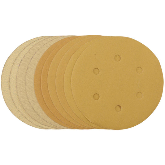 Gold Sanding Discs  Hook & Loop  Assorted Grit 120G 180G 240G 320G 400G - 64284