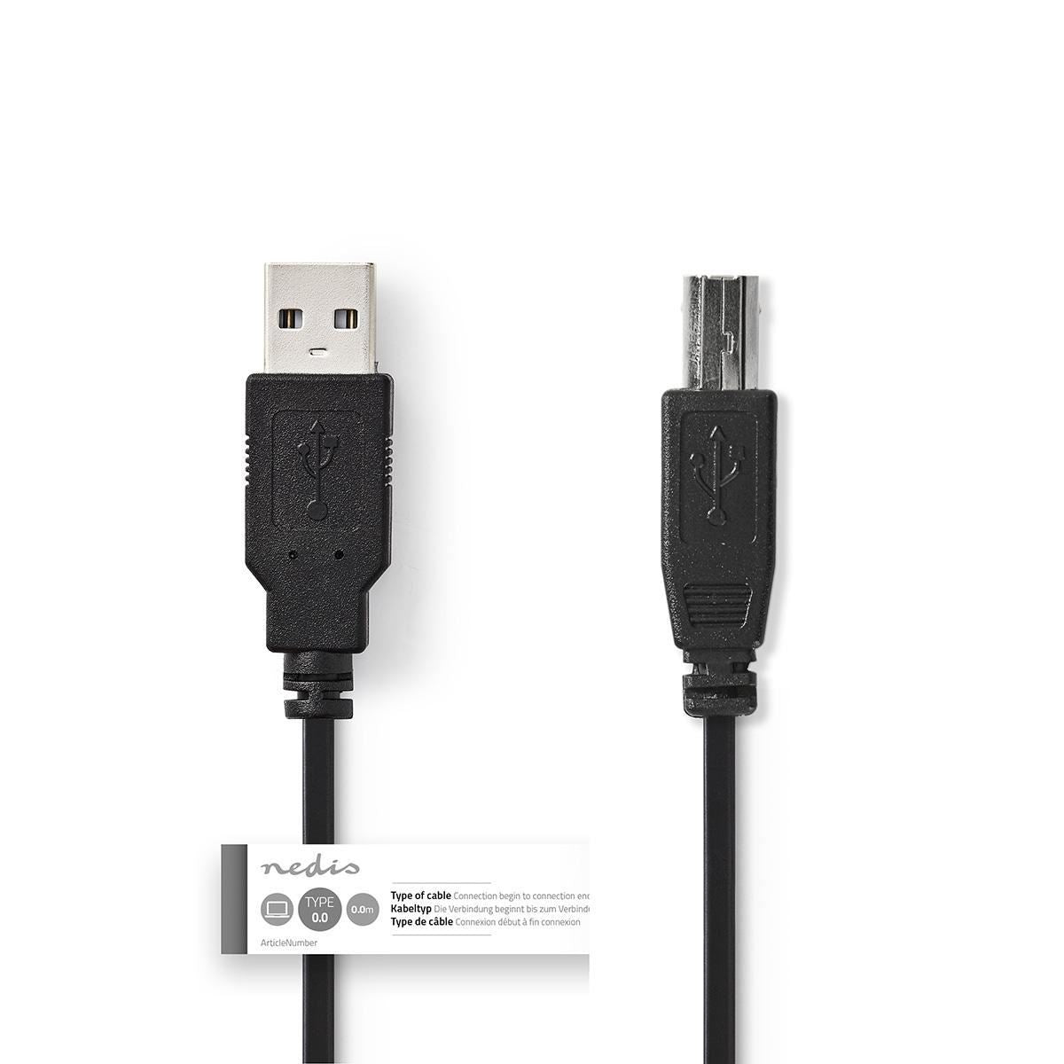 Nedis USB 2.0 CableA Male to USB-B Male 3m Black CCGT60100BK30