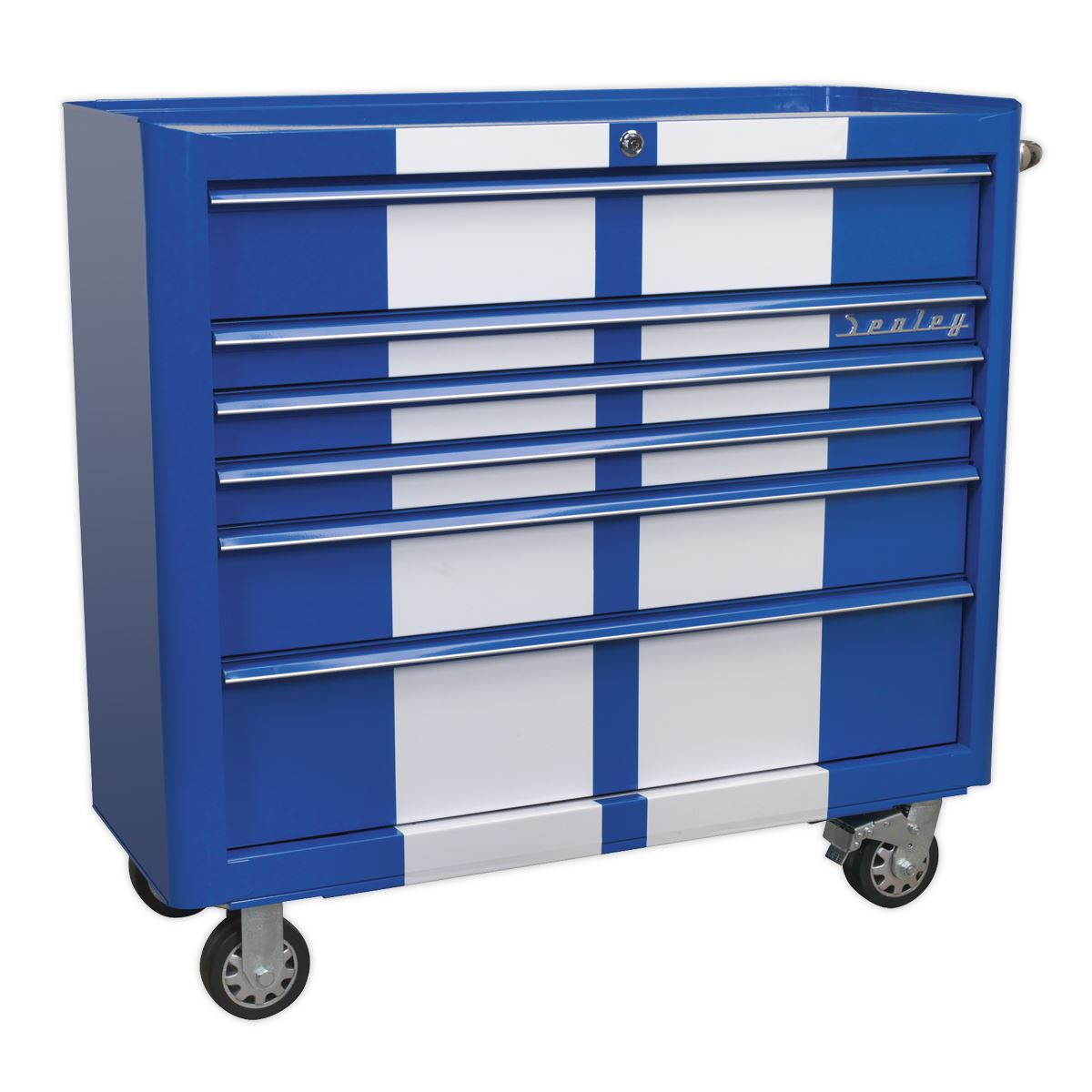 Sealey Retro Style Extra-Wide Combo 10 Drawer - Blue/White Stripes AP41COMBOBWS