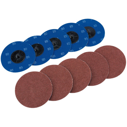 Draper SD3AB 10 x 75mm 80 Grit Aluminium Oxide Sanding Discs - 75616