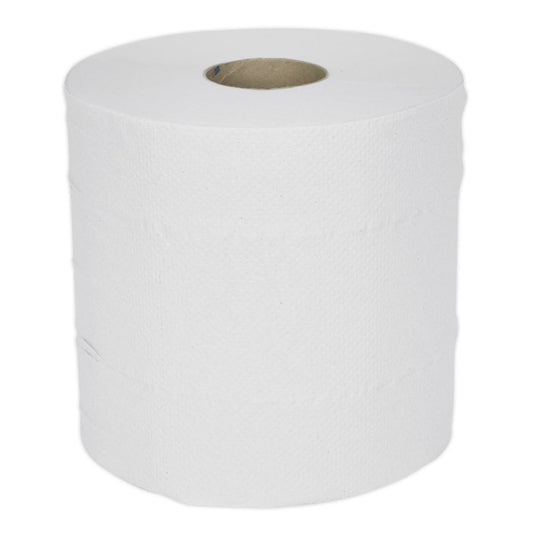 Sealey Paper Roll White 2-Ply Embossed 150m Pack of 6 WHT150