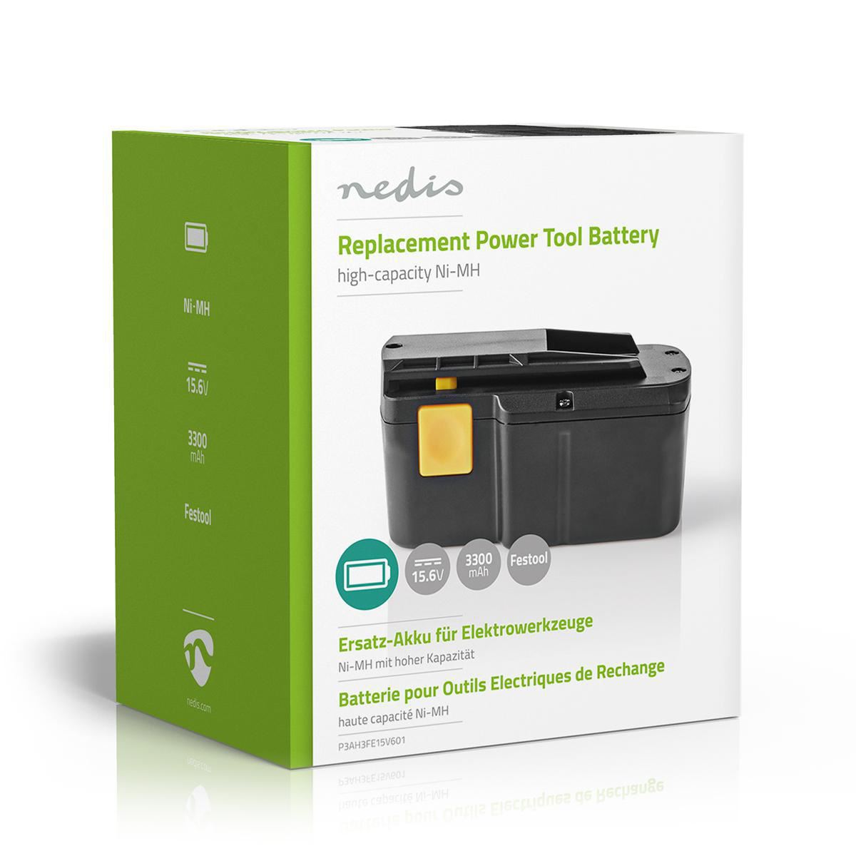 Nedis Power Tool Battery Ni-MH 15.6V 3.3Ah 51.48Wh Replacement for Festool