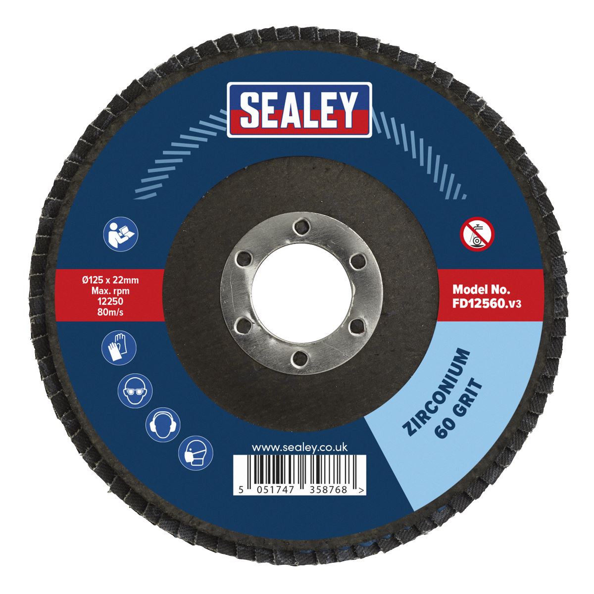 Sealey Flap Disc Zirconium 125mm 22mm Bore 60Grit FD12560