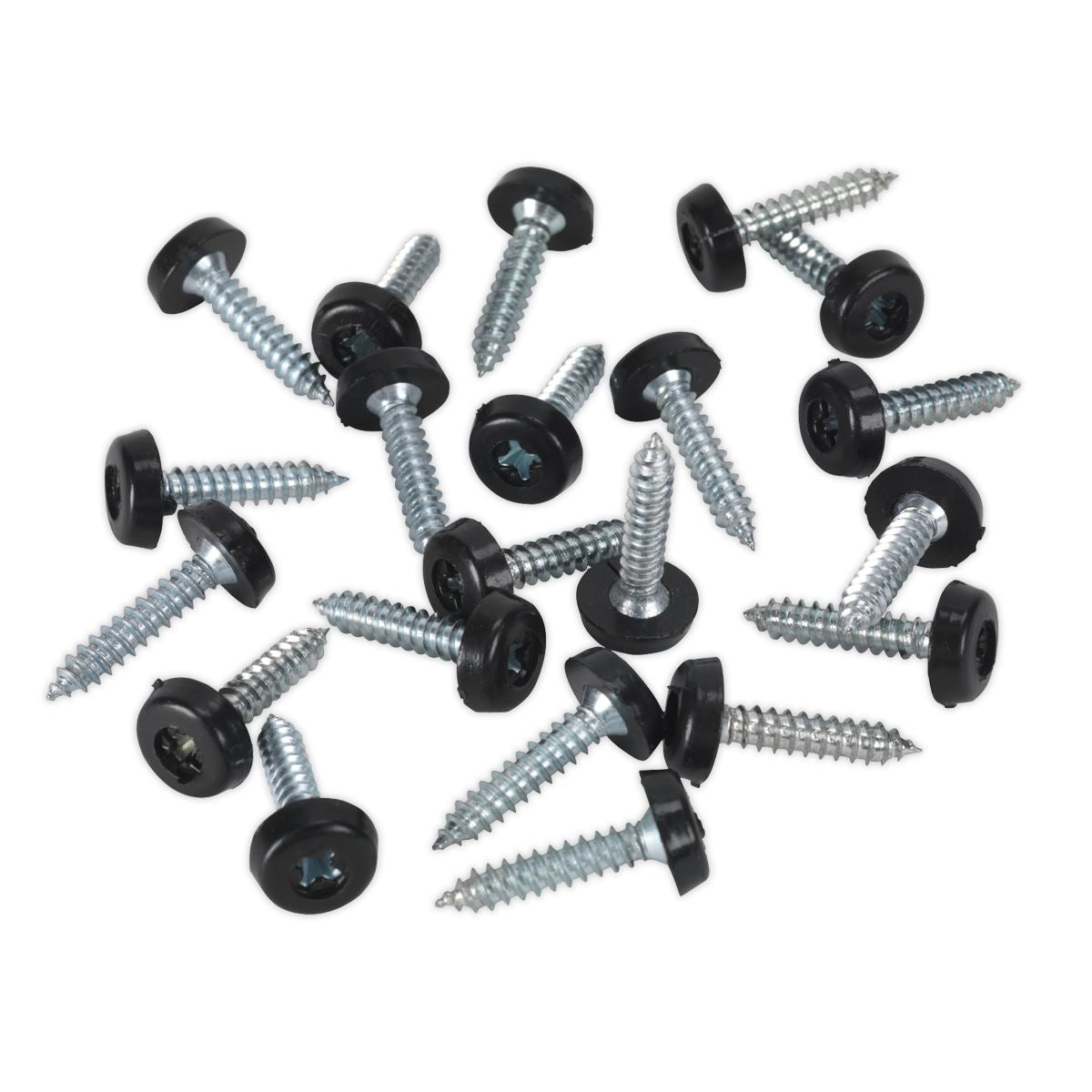 Sealey Numberplate Screw Plastic Head 4.8 x 24mm Black Pack of 50 PTNP7