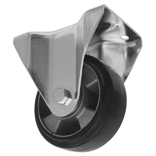 Sealey Heavy-Duty Rubber Fixed Plate Castor Wheel 125mm SCW5125FPEM