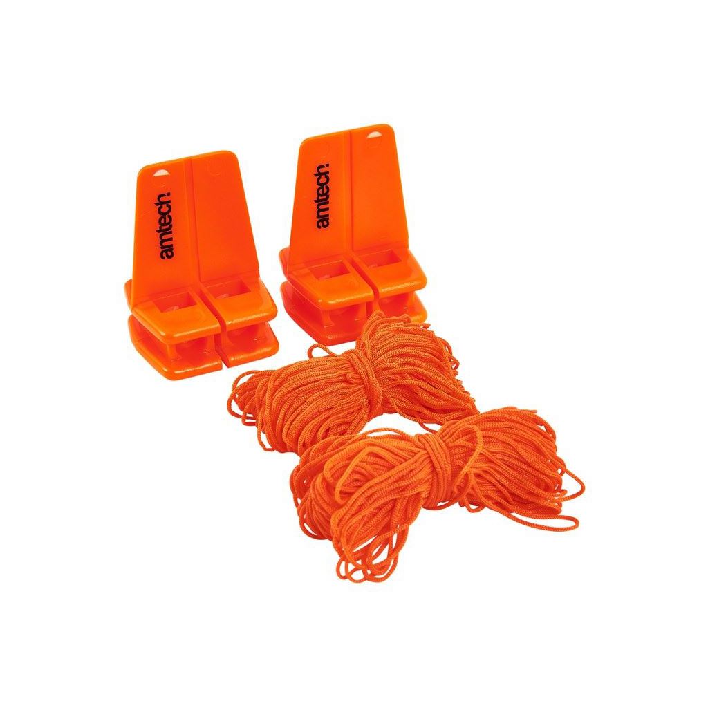 Amtech L-Shaped Plastic Line Block+18m String Diy High Visibility Orange Nw - G4110