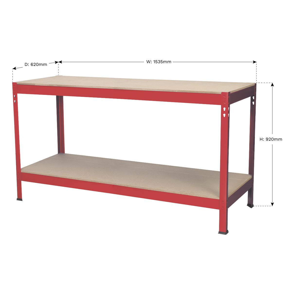 Sealey Workbench 1.53m Steel Wooden Top AP1535