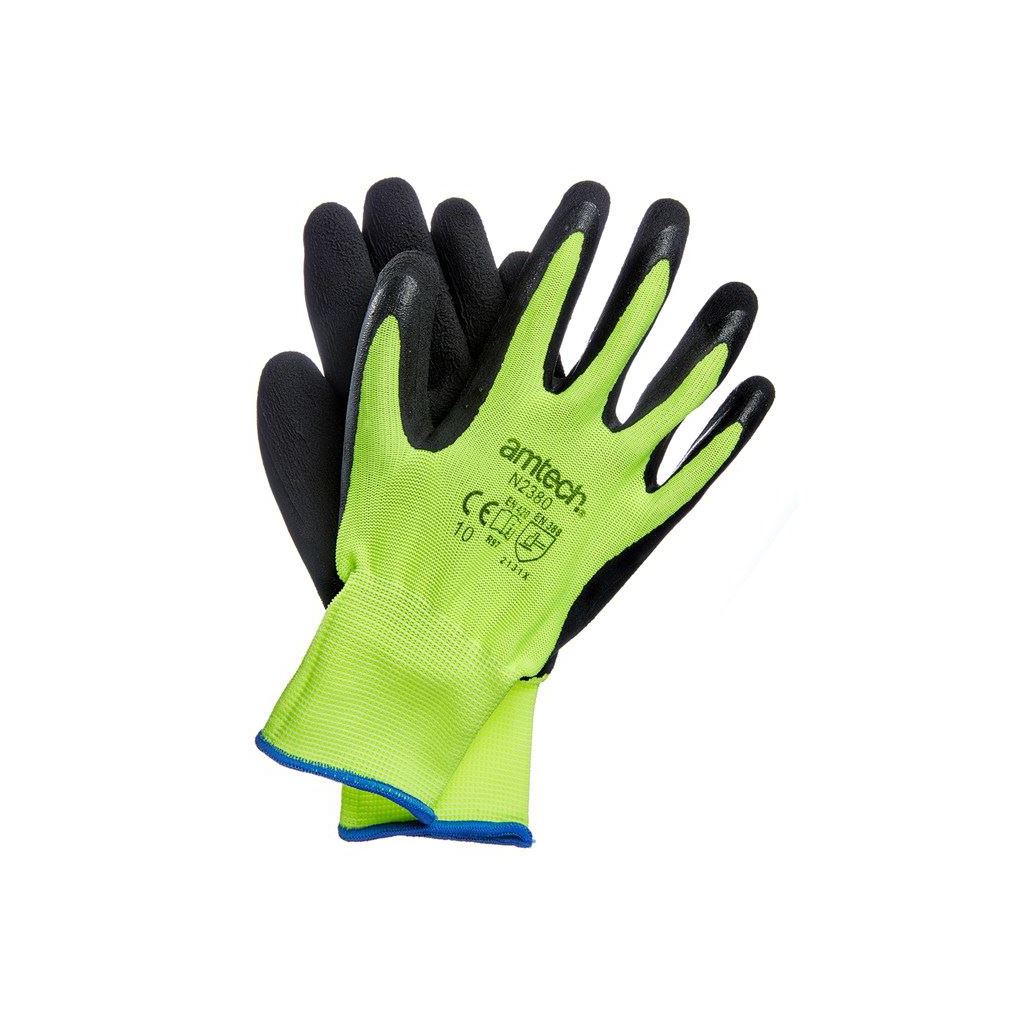 Amtech Hi-Vis Latex Coated Gloves XL Size 10 - N2380