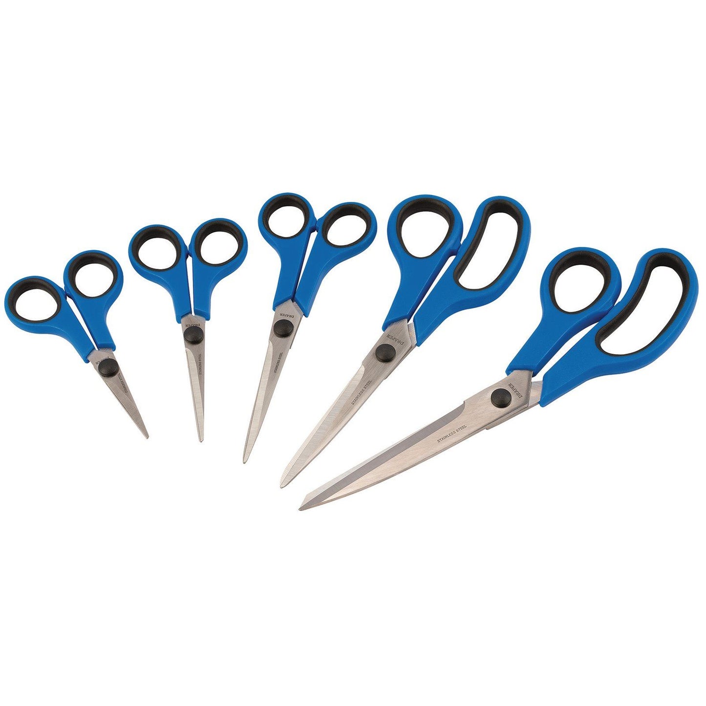 Draper Soft-Grip Household Scissors Set, Stainless Steel, 5-Piece - 75552