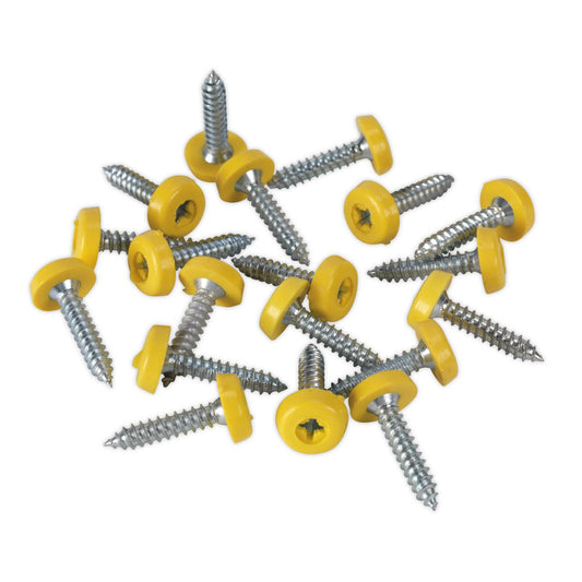 Sealey Numberplate Screw Plastic Head 4.8 x 24mm Yellow Pk of 50 PTNP6