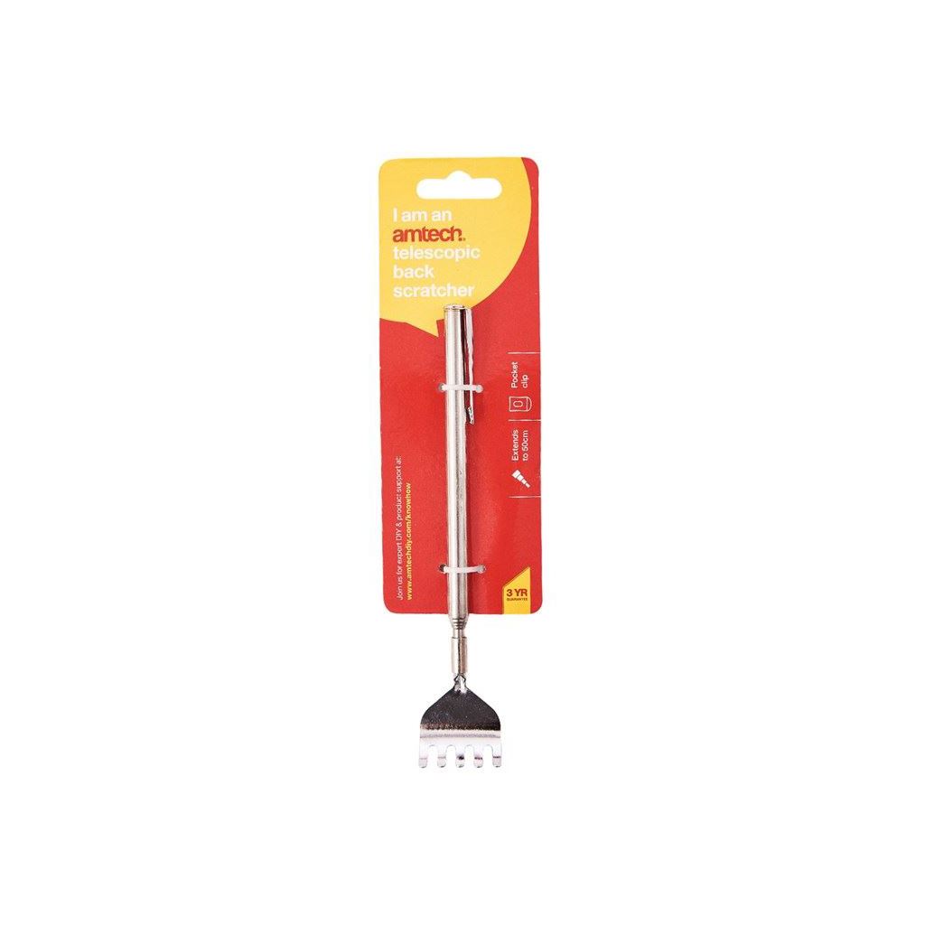 Amtech Telescopic Extendable Back Scratcher Handy Portable Pocket Metal Pen Clip - S6495