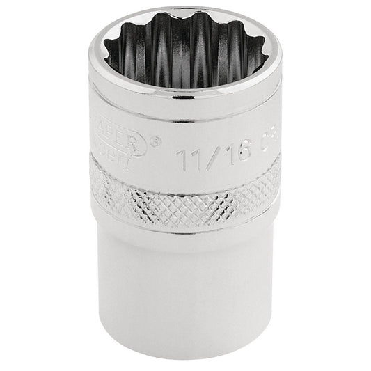 Draper Expert Quality 1/2" Square Drive Hi-Torq 12 Point Socket - 11/16" - 33644