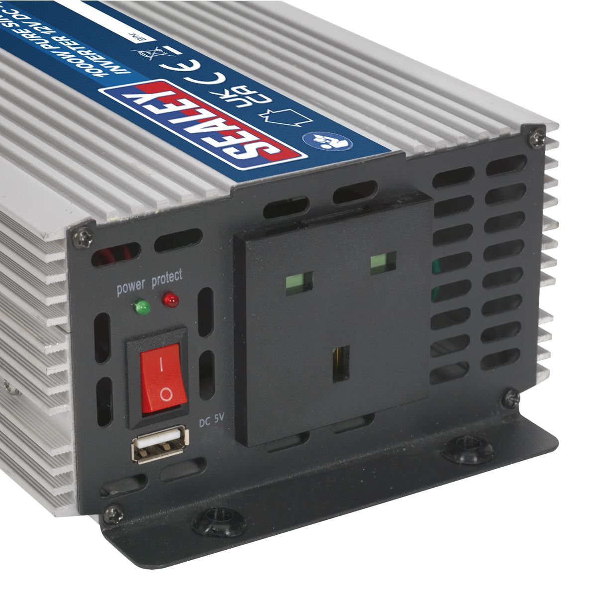 Sealey Power Inverter Pure Sine Wave 1000W 12V DC - 230V 50Hz PSI1000