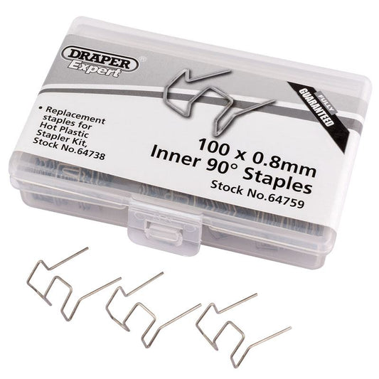 Draper 0.8mm Inner 90 Degree Staples (100) for 64738 HPS Hot Plastic Stapler Kit - 64759