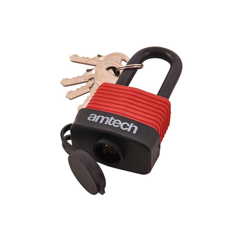 Weatherproof Long Shackle 40mm Security Padlock & 4 Keys Garage Home Safety Lock - T0760