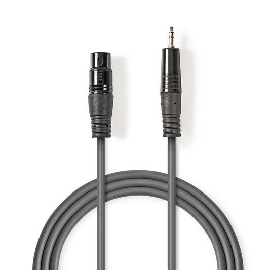 Nedis Balanced XLR Audio Cable XLR 3-Pin Female to 3.5mm Male 1m Grey - COTH15320GY10