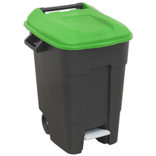 Sealey Refuse/Wheelie Bin with Foot Pedal 100L - Green BM100PG